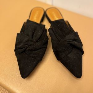 Velvet bow slip on mules. Never worn.